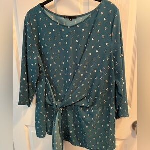 Gibson Teal Wrap Blouse with Pattern